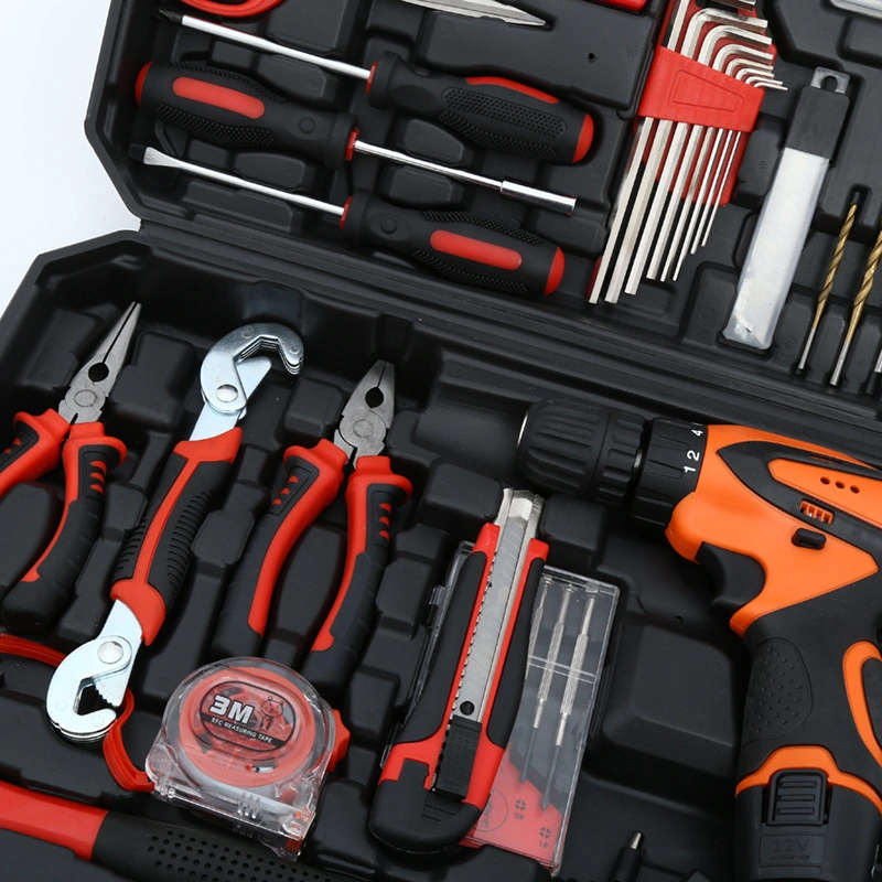 125PCS Household Hardware Tool Set Electrician Woodworking Repair Tool Wrench Sleeve Scissors Saw Hammer Pliers Screwdriver Lithium Electric Drill Tool Set