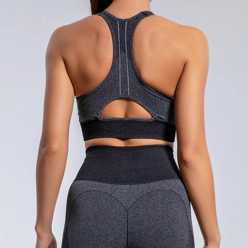 Fitness Suit Women's Two-Piece Seamless Navel Vest Seamless Sportswear Fitness Yoga Suit