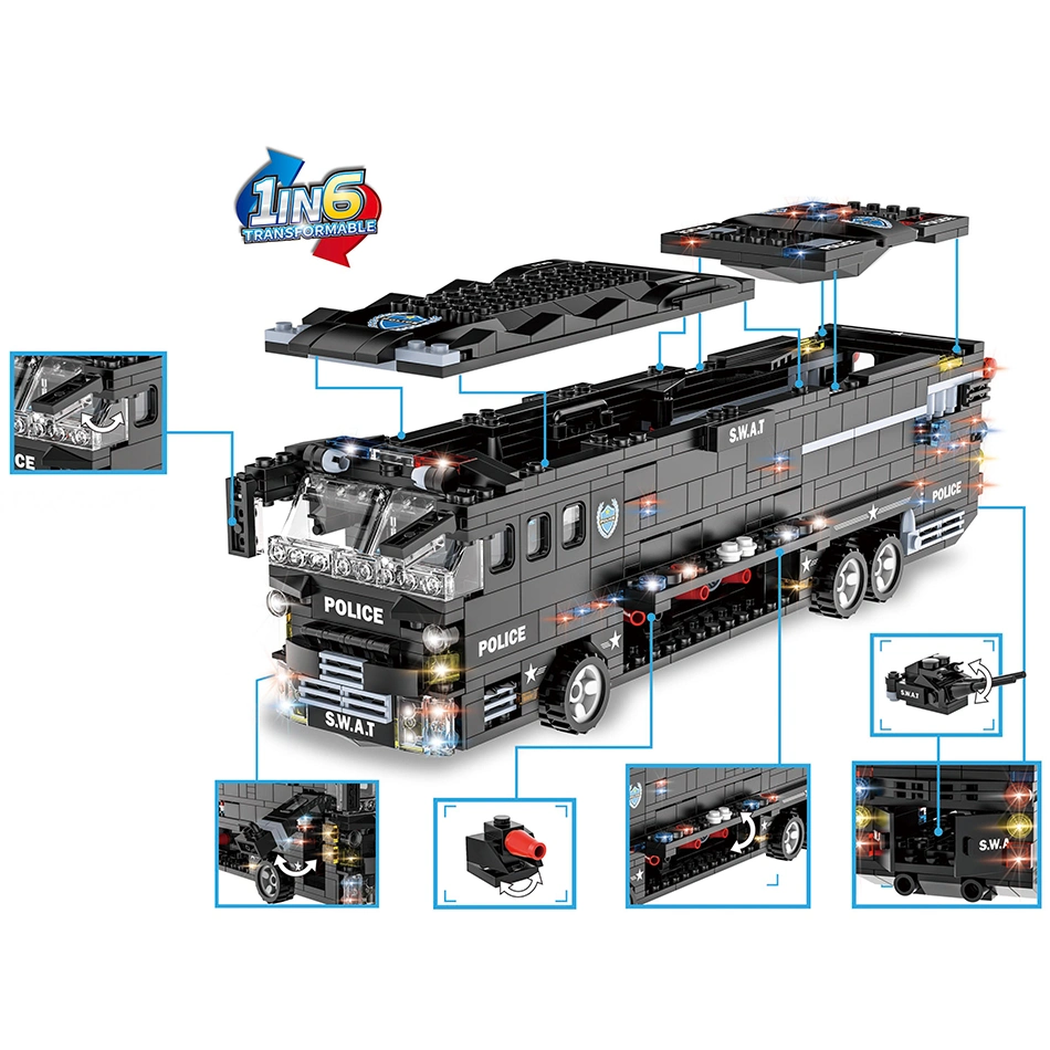 WOMA Spielzeug C0547 Golden Lieferant Großhandel Personalisieren Stadt Swat Autos 1 in 6 Transformable Flugzeug Modell Blöcke Gebäude Steine Kinder Spielzeug