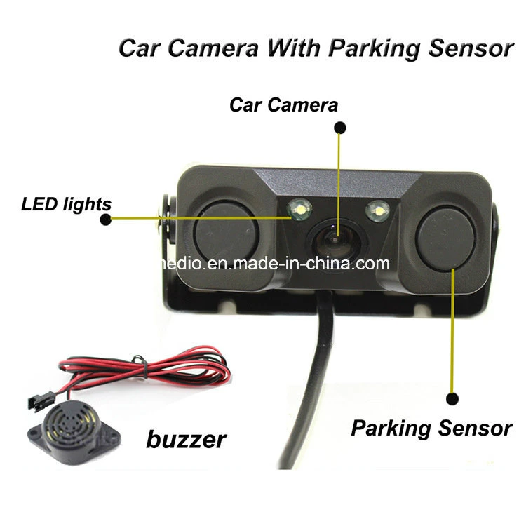 Vista traseira do Sensor de Estacionamento de vídeo 3 em 1 Carro da câmara e 2 Sensor com Alarme Bibi