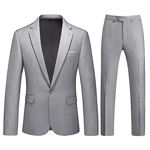 Mens Suits 2 Piece Slim Fit One Button Solid Suits for Mens Business Wedding Party Jacket Blazer & Pants Set