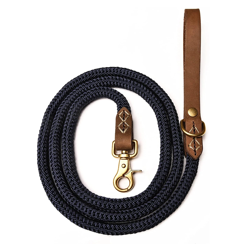 Heavy Duty de la cuerda de perro con correa de cuero suave mango grueso cable Correa para perros pequeños perros medianos grandes