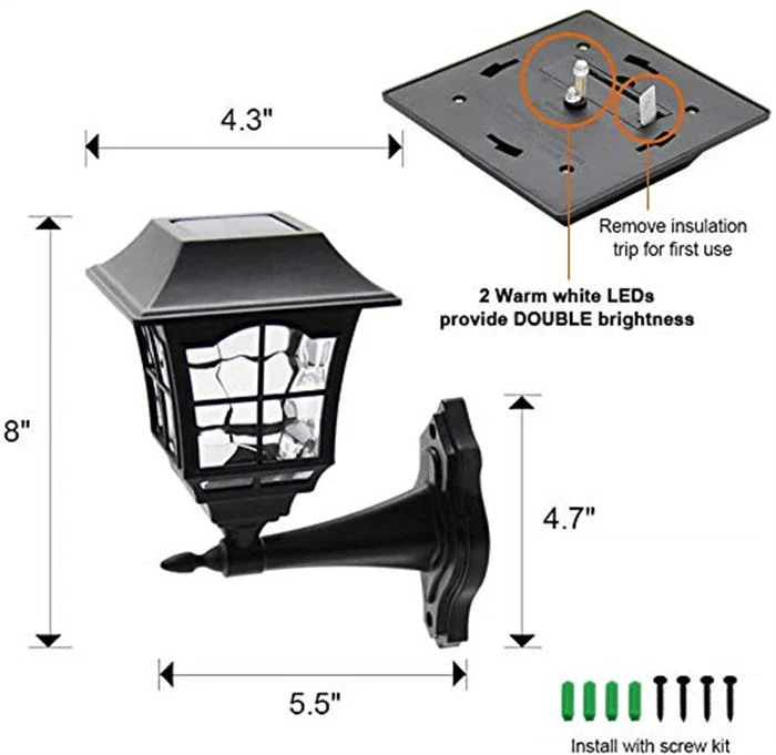 Mur solaire Lantern Outdoor Noël lumières solaires mur 15 lumens bougeoir