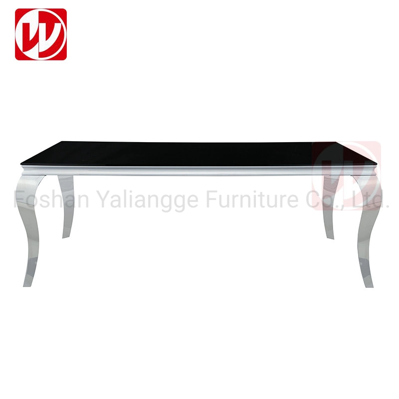 Modern Home Furniture Rectangle White Glass Top Banquet Restaurant Table Mirror Dining Table