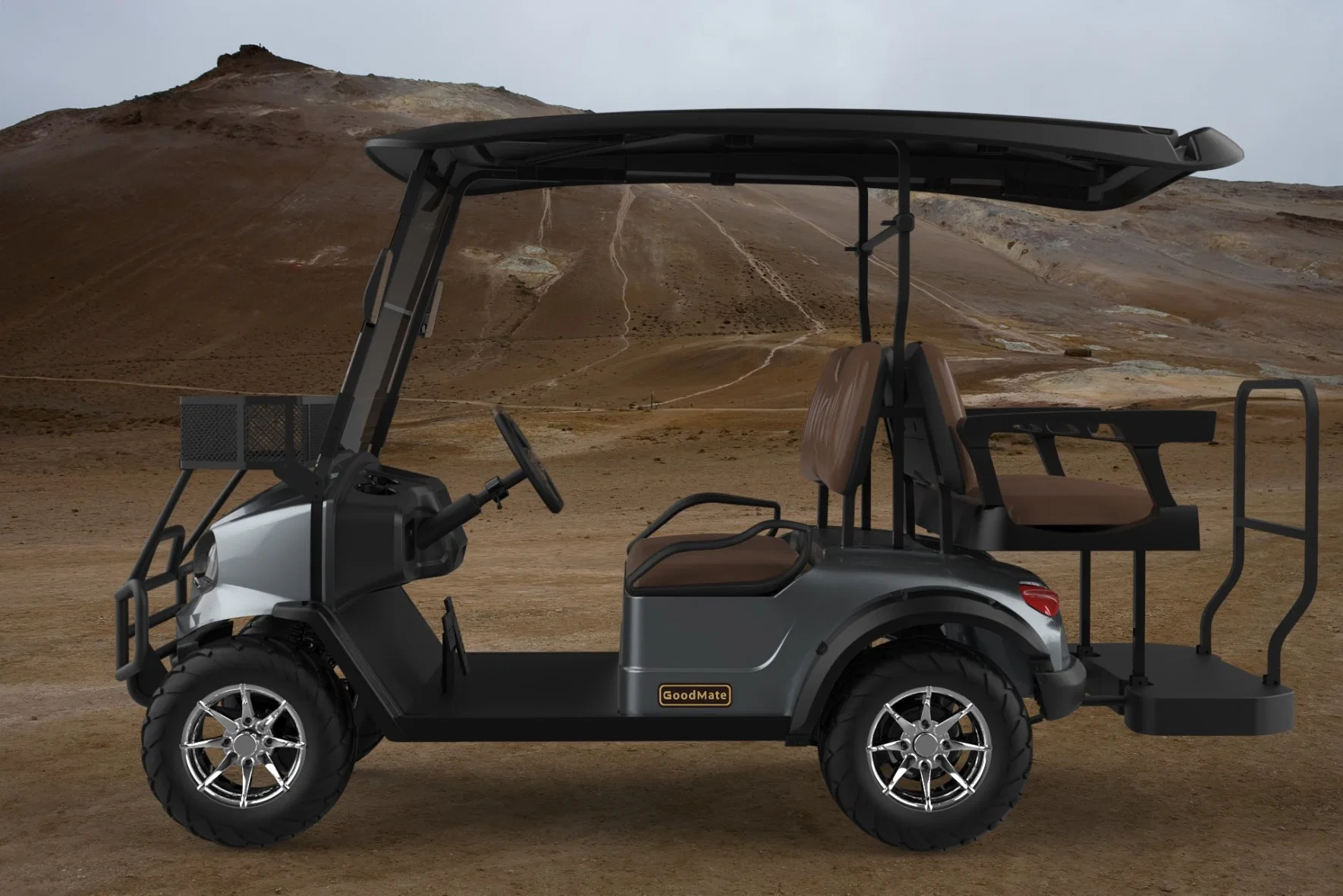 La CE aprobó 4 personas Carrito de golf eléctrico con neumáticos off road de caza para la venta de coches eléctricos