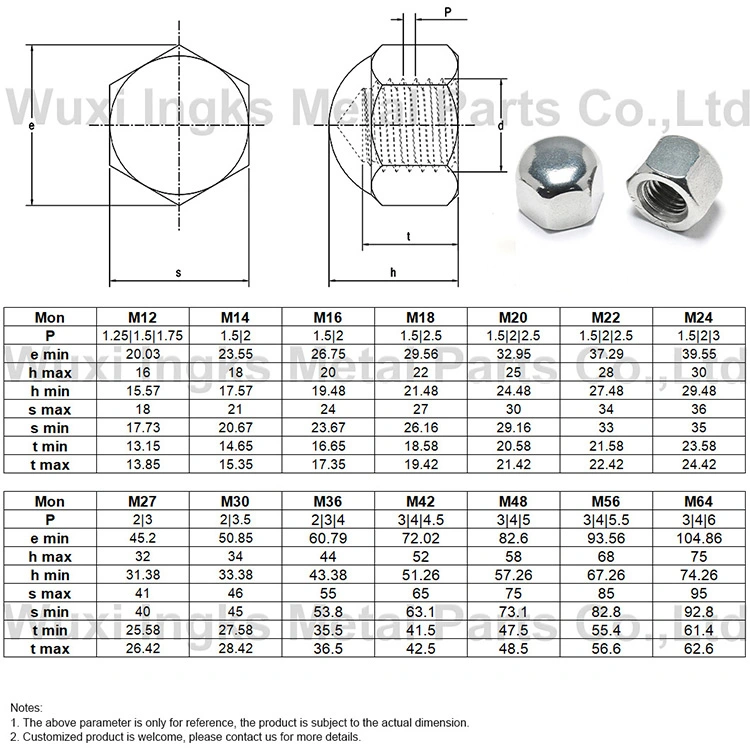 Carbon Steel Black Zinc DIN1587 Hex Domed Nut Black Nut