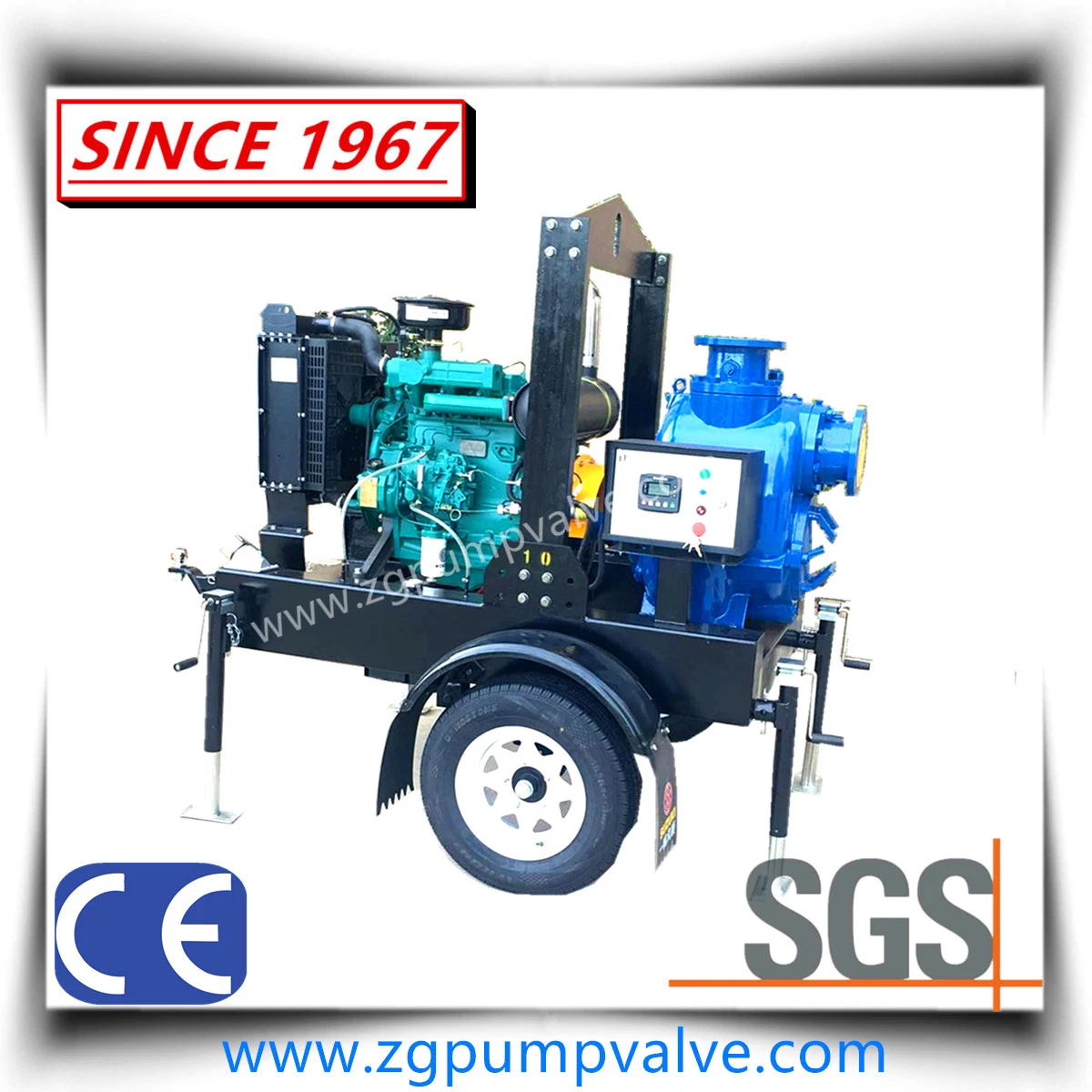 T&U Series Stainless Steel American Technology Movable Diesel Centrifugal Self-Priming Pump Heavy Duty Solids-Handling with Trailer