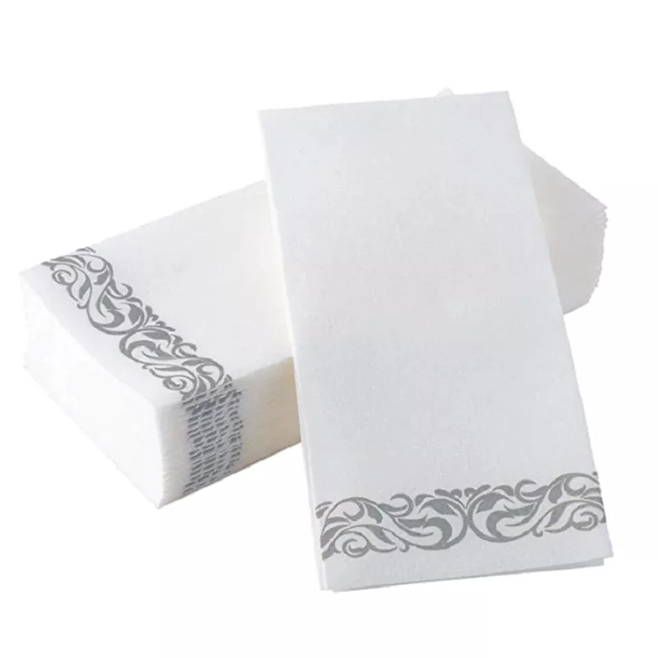 Hot Selling Restaurant Tissue Paper Custom Design Logo 3 Ply White Paper Napkins Serviettes