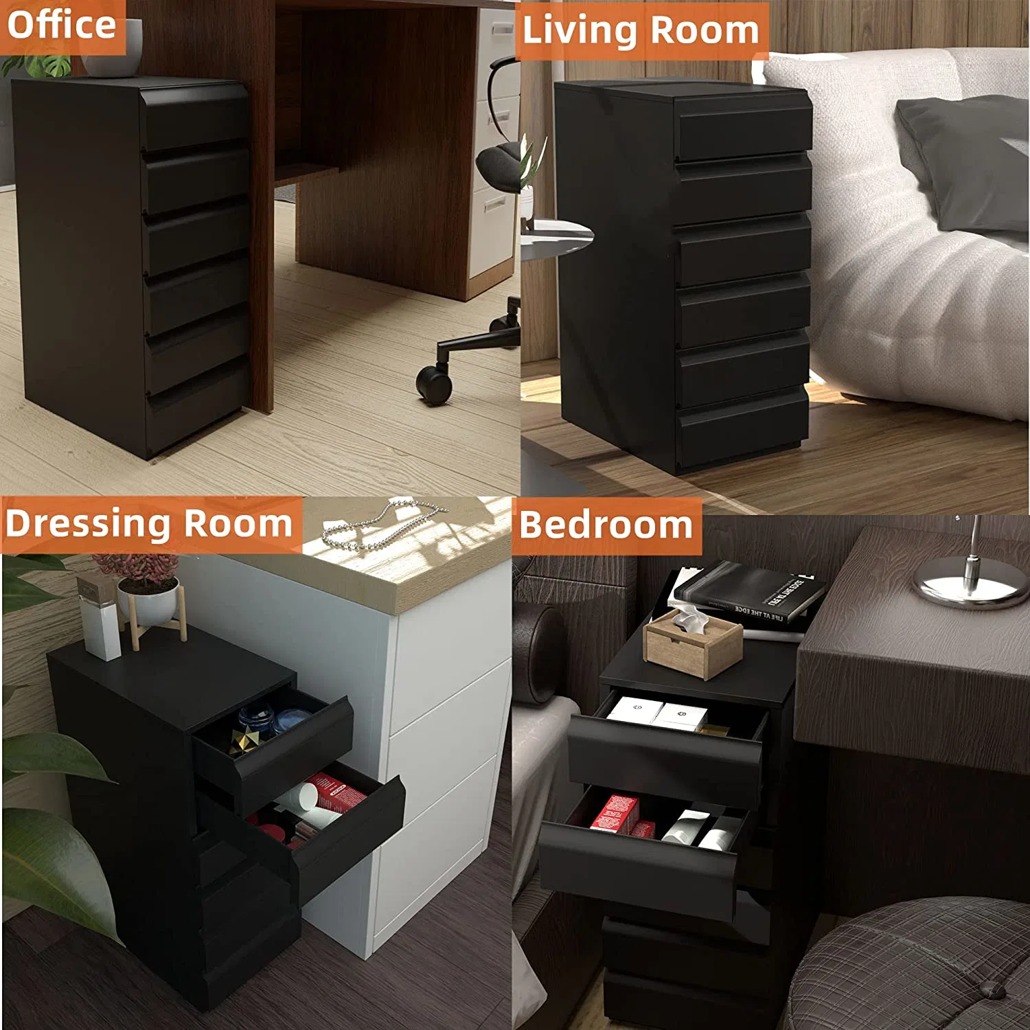 6 Drawer Metal Chest, Under Desk Small Storage Cabinet, 6 Drawer Metal Storage Organizer for Office