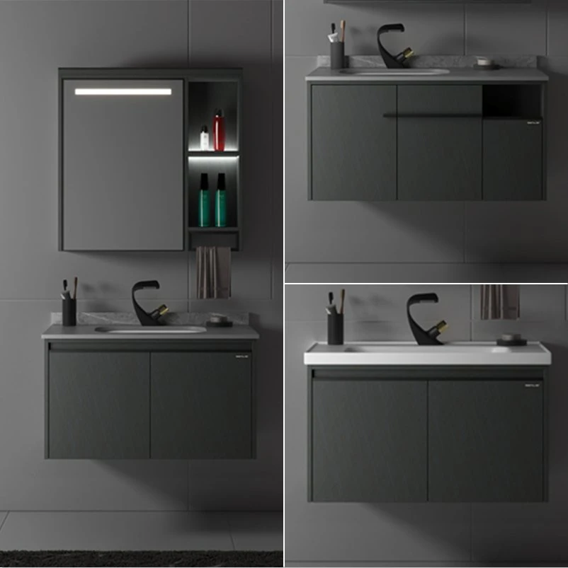 Durable Fashion Black Hotel Modern Sink Ceramic Basin Wall Cabinet Bathroom Furniture Solid Wood Bathroom Vanity Sets