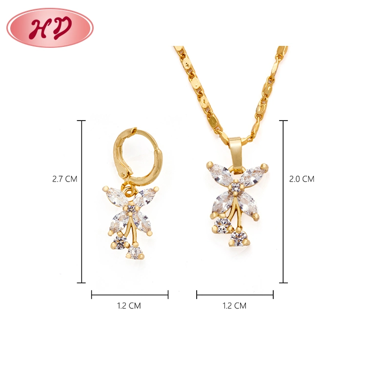 Dubaï Bijoux plaqué or 18K définit avec Huggies Earrings et Collier pendentif