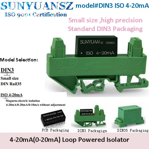 Petite taille DIN3 4-20mA boucle de courant du circuit de l'isolateur
