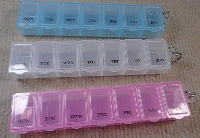 Custom Portable Eco-friendly Plastic Weekly Storage Organizer Medicen Cases 7 Days Pill Box