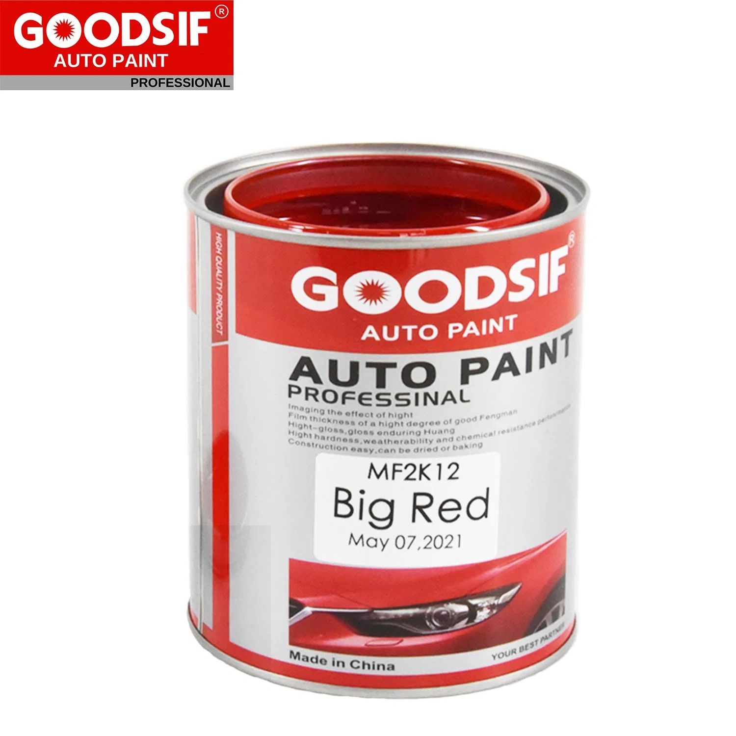 Car Refinishing Paint Goodsif Mixing Toner Automotive Paint Acrylic Topcoat Repair Red Colour Auto Paint