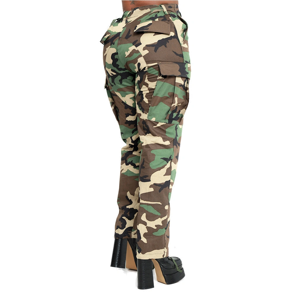 L439 Camouflage Print Casual High Waist Straight Leg Cargo Pants