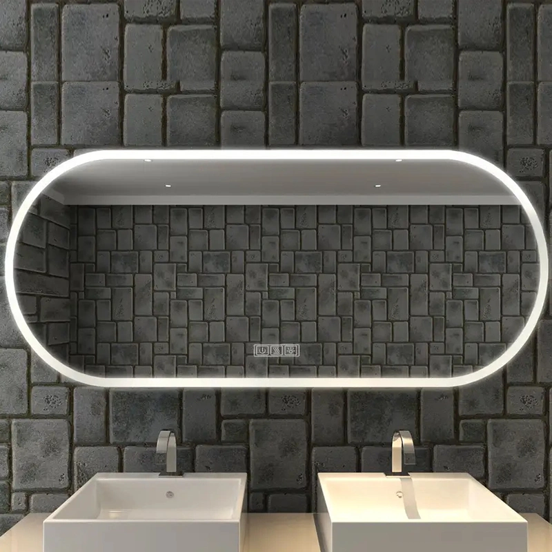 Oval Smart Bathroom Hotel Mirror LED Anti Fog Bathroom Mirror Glass Custom-Made Modern