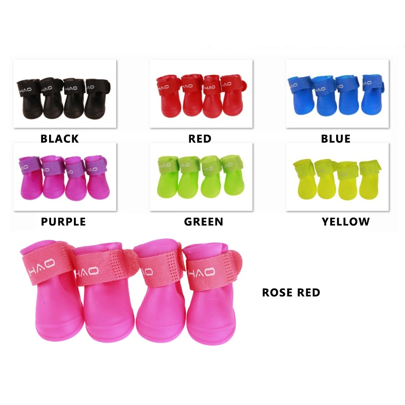 Multi Color Four Pack Non-Slip Pet Shoes PVC Material Rain Boots Comfortable Dog Shoes Waterproof Shoes for Dogs