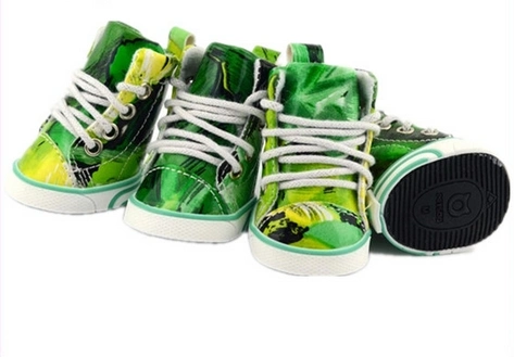 PU Canvas Green Pet Shoes