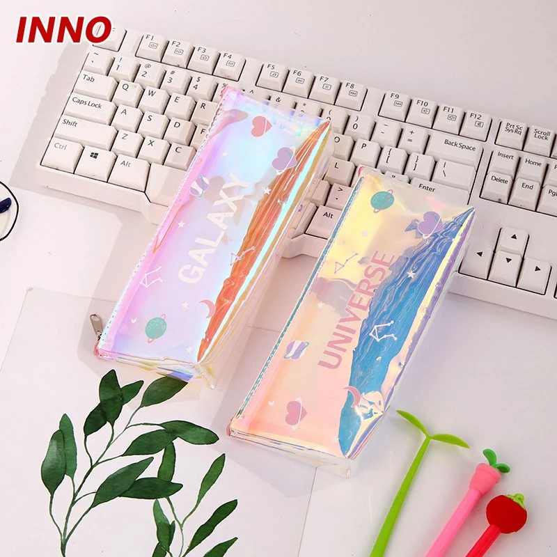 Factory Direct Selling Inno Brand R049# Colorful Laser PVC Letter Printing Pencil Storage Bag School Supplies Eco-Friendly