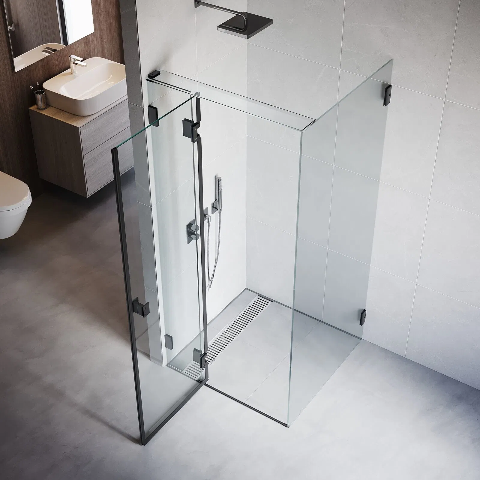 Walk in Frameless Shower Screen 10mm Tempered Glass 900/1000/1100/1200mm