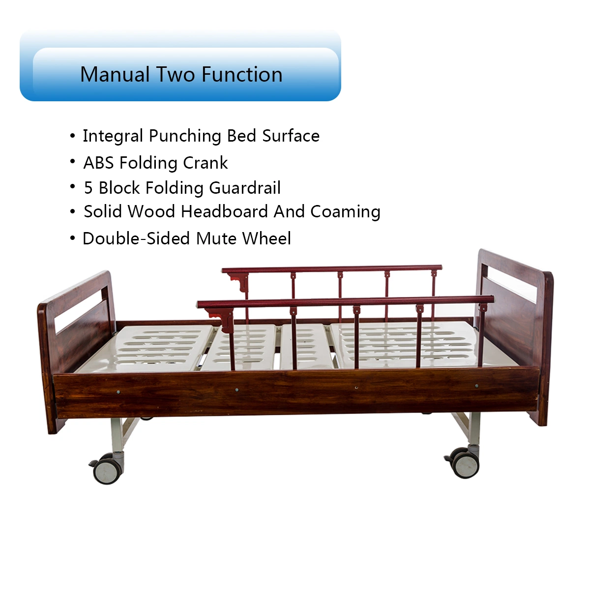 2 Function Wood Bedframe Medical Bed for Home Use Bc02-2c