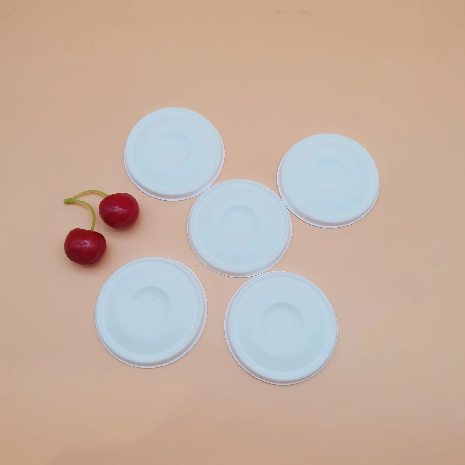 80 90 mm White Bagasse Flat Coffee Cup Lids