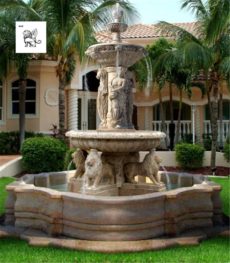 Decoración de Jardín de las ventas gran fuente de agua de piedra de mármol Mfwg-19