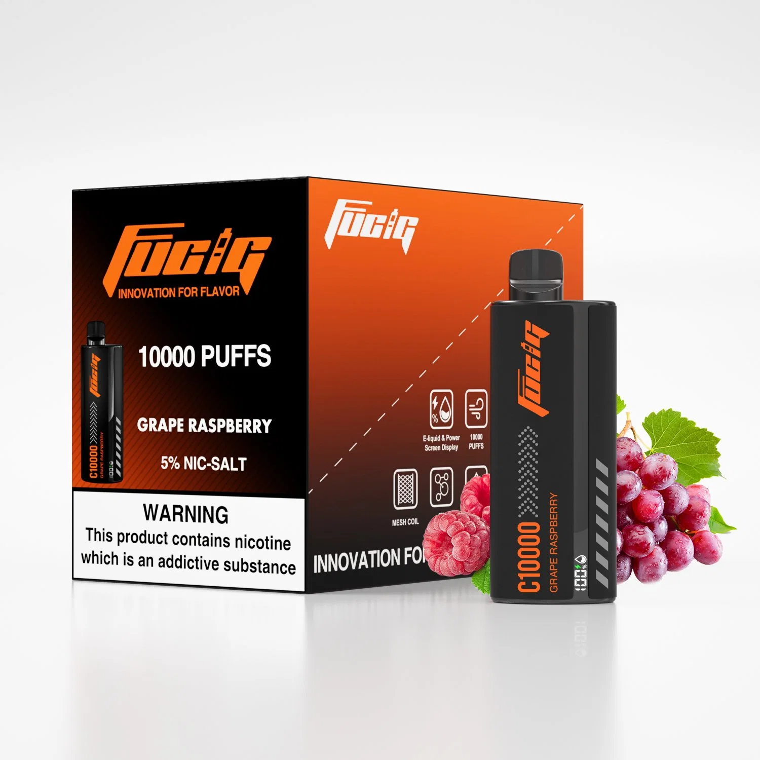 Fucig C10000 Puffs mit E-Liquid &amp; Power Display Puffs Bar Elf-Bars