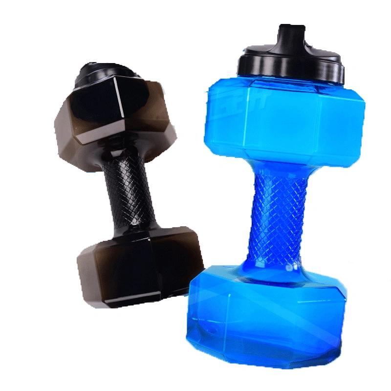 Portable Gym Fitness Dumbbell Shape Water Filled 2.2L Water Bottle Dumbbell