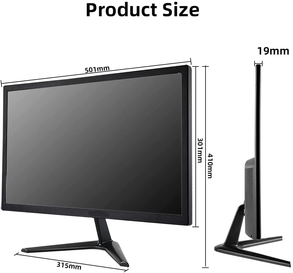 Pcv moniteur PC 22 pouces Moniteur LED 1920X1080, 75Hz, 5 ms, 16 : Angle de visualisation de 10, 95° (horizontal) , un panneau TFT écran LCD, Port de V &amp; H, noir