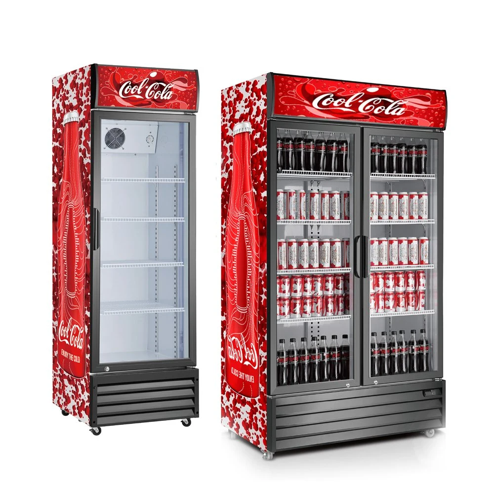 Coke Marca Duas Portas Expositor de Garrafas Refrigerado com Sistema de Refrigeração Dinâmica