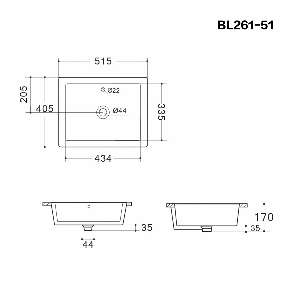 Undermount Rectangular Ceramic Hand Wash Basin Modern Bathroom Sink for Home Hotel