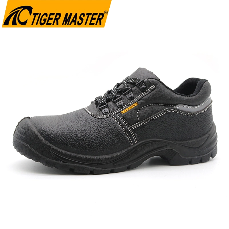 Tiger Master Black Cow Leather Upper Anti Slip PU Sole Prevent Puncture Industrial Safety Shoes with Steel Toe