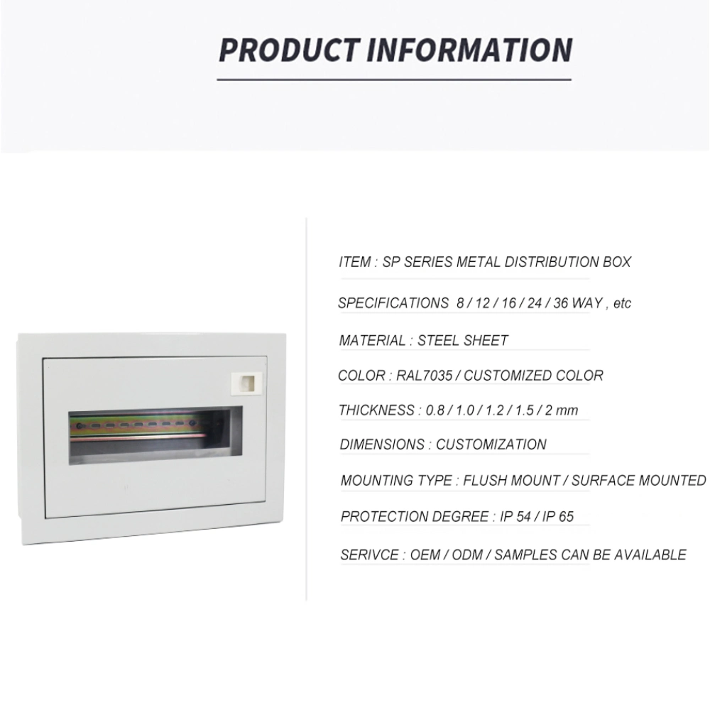 12 de OEM forma la placa exterior de metal disyuntor eléctrico de distribución de alimentación Caja MCB