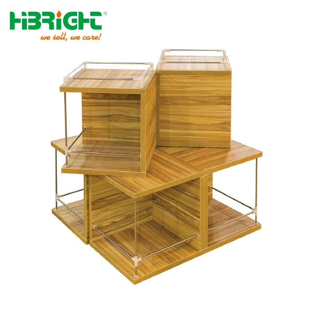 Supermarket Hot Sale Commercial Wagon Style Wooden Fruit Shop Shelves