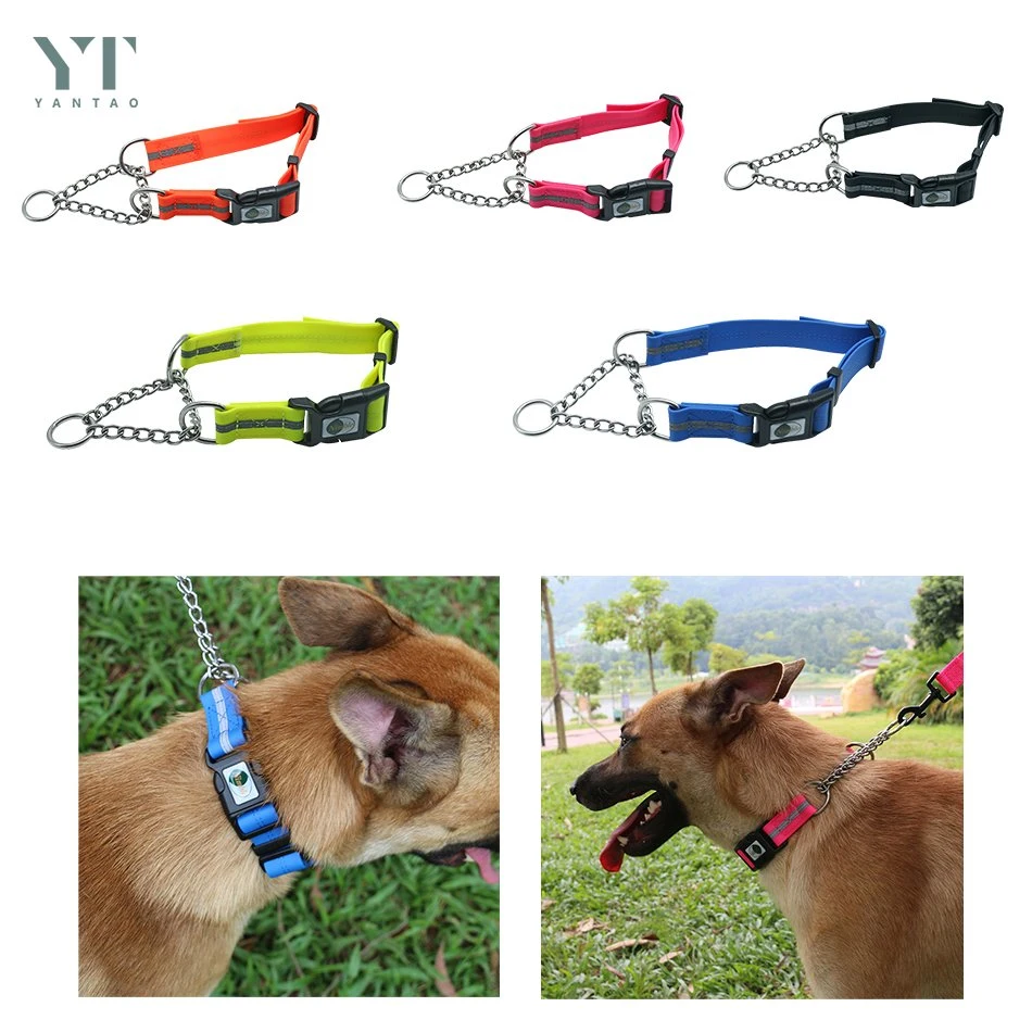 De alta calidad personalizado de metal sólido de hierro de acero inoxidable de la cadena de triángulo con junta tórica y D de la cadena de hebilla Martingale Collar de perro