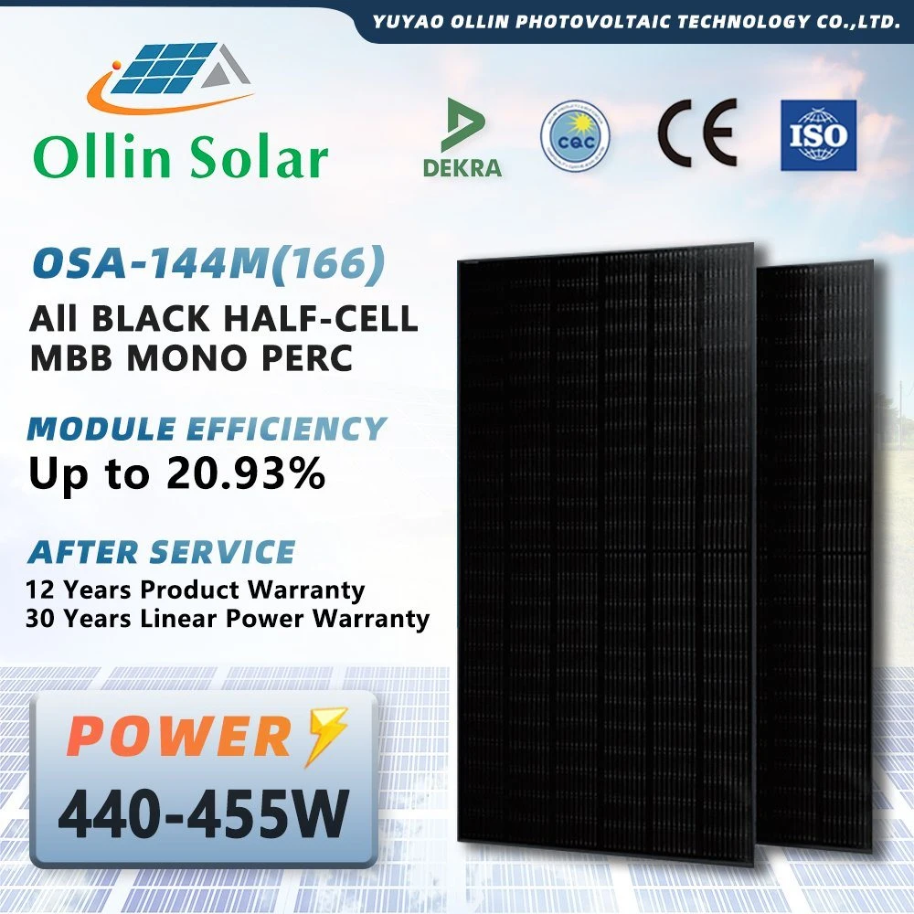 Home Use Industrial Factory Outlet 440 W - 455W All Black Solar Panel