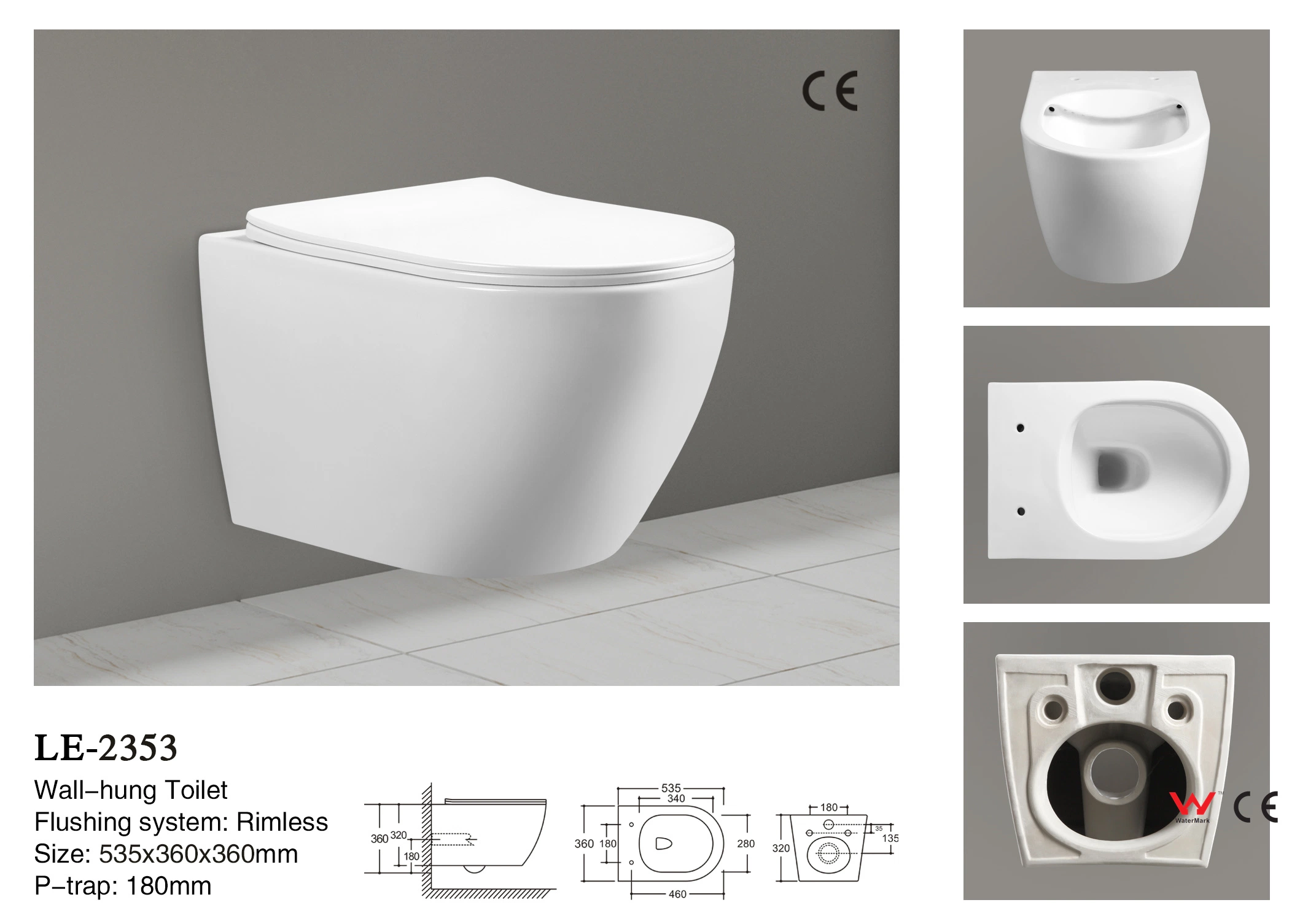 Siphon Flush Sanitary Ware Gold Line One Piece Toilet Marble 848-Utr