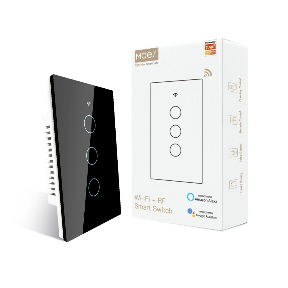 N+L Hilo neutro Tuya Smart Switch WiFi Interruptores de pared de luz RF433 Smartlife APP Temporizador de Control Remoto Inalámbrico Acho Google Portada el Control de voz de la fábrica de Moes