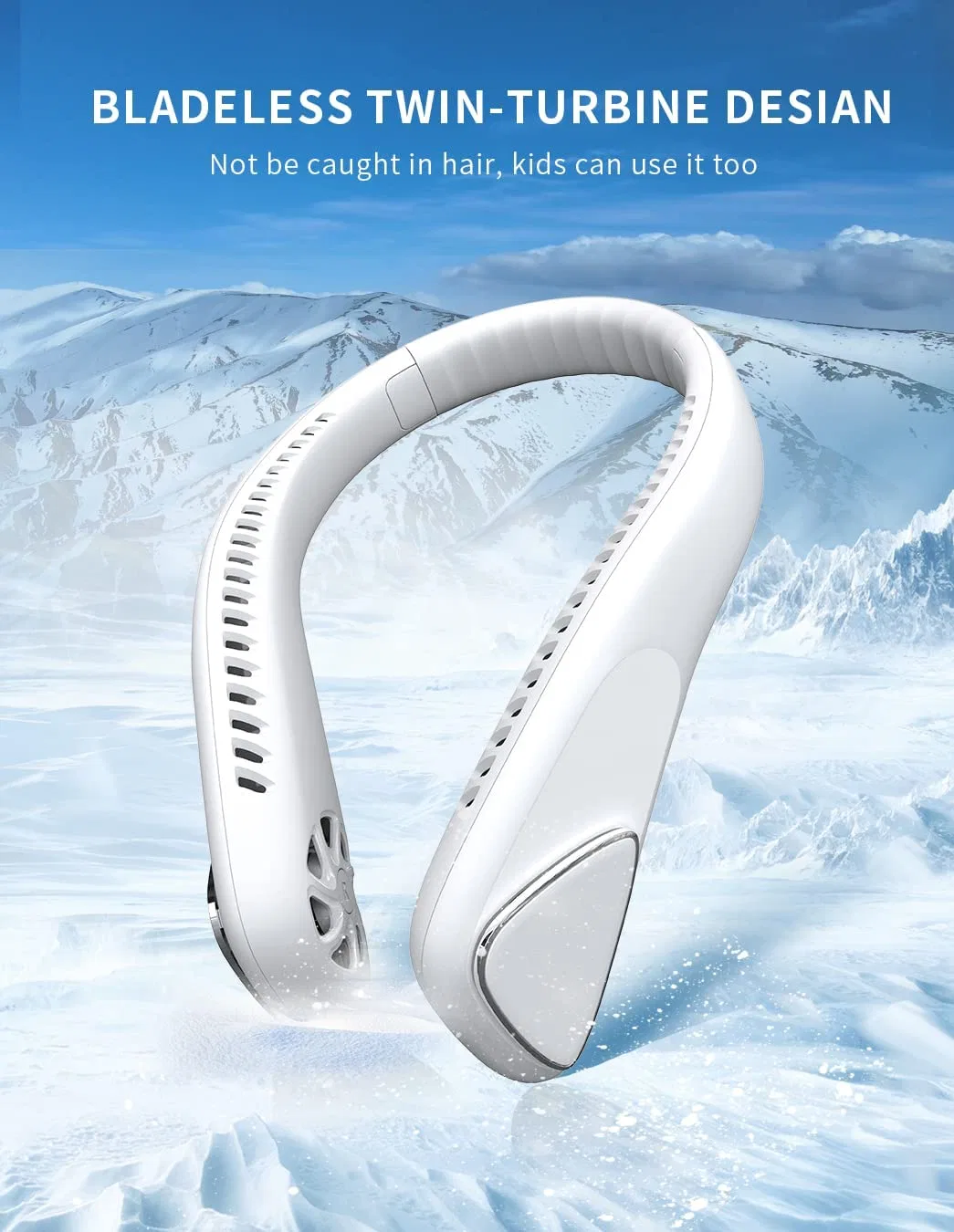 Fashionable 3 Speeds Portable Rechargeable 6000mAh Battery Operated Wearable Bladeless Neck Fan