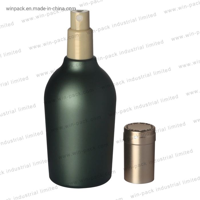 50ml 130ml Solid Green Color Glass Lotion Bottle 120ml with Shiny Gold Lotion Pump for Skincare