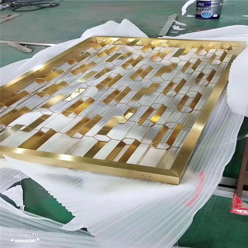 201 304 Materials Hairline Gold Stainless Steel Room Divider in PVD Coated