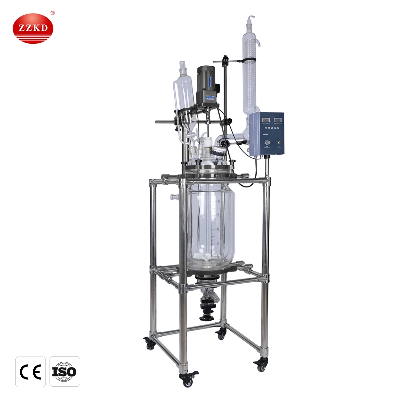 Laboratorio químico Doble capa vaso Reactor planta piloto de precio de recipiente Reactor de vidrio con camisa 20L 50L con aparato de filtración al vacío