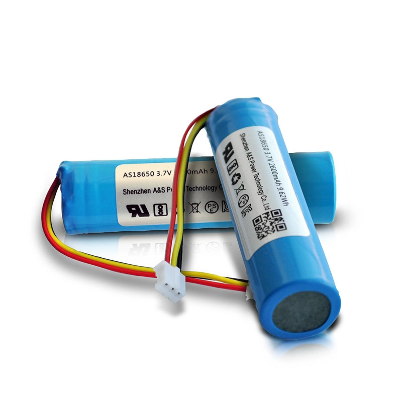 UL2054 Kc IEC62133 recarregável 18650 3.7V 2600 mAh iões de lítio Li Bateria de iões para Mini LED Light