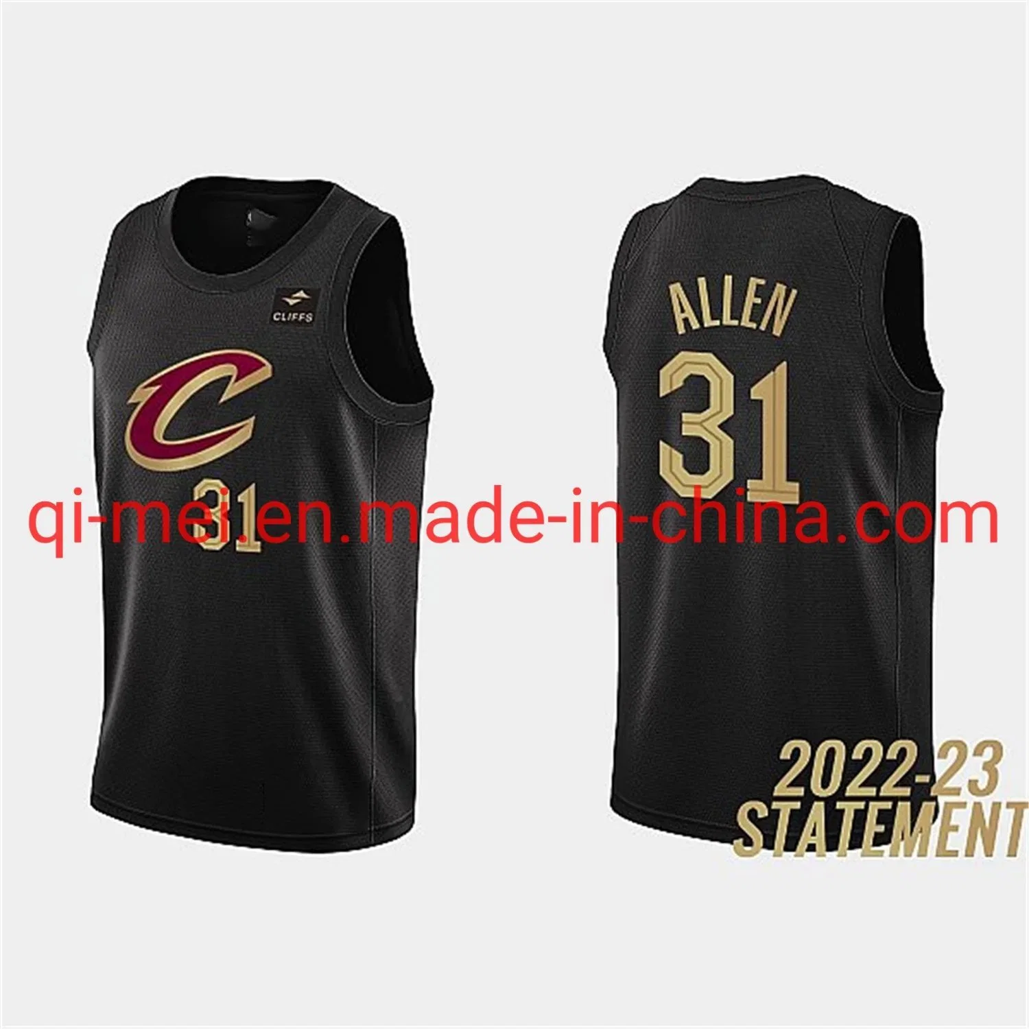 Última edición de Cleveland Cavaliers 2022-23 Declaración Sexton Rondo Negro Oficial bordado N-ba la ropa de baloncesto