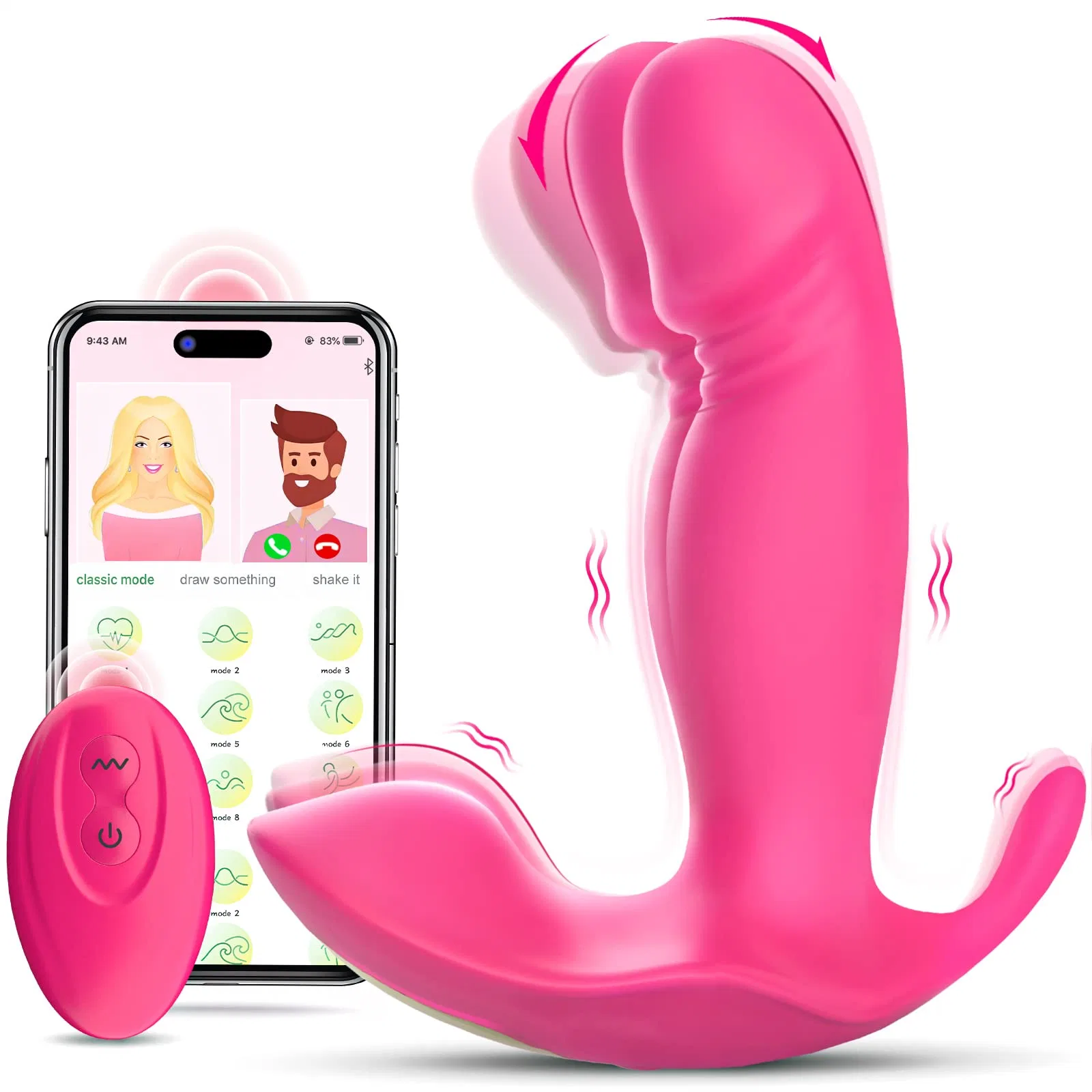 Wearable G Spot Dildo Vibrators Adult Sex Toys APP Remote Control Panty Clit Mini Vibrator with 10 Quickly Wiggling & Vibrating Modes for Women