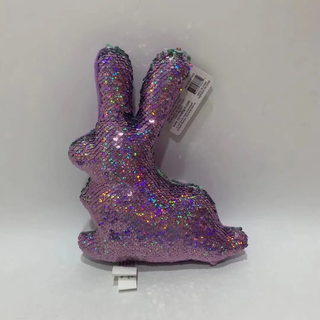 2022 Hot Selling Easter Gift Stuffed Bling Bling Flip Sequined Rabbit Pillow & Cushion