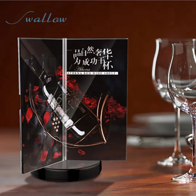 Acrylic Table Card Holder L-Shaped Three-Sided Rotating Horizontal and Vertical Table Card Table Card