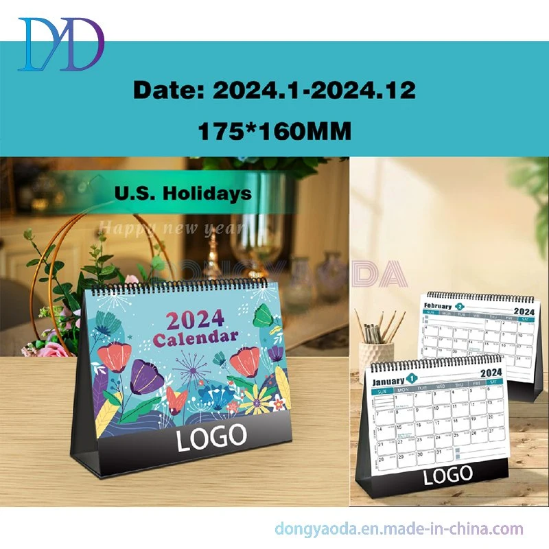 2024 Пользовательский календарь спиральных столов для печати фотографий, Печать календаря стола