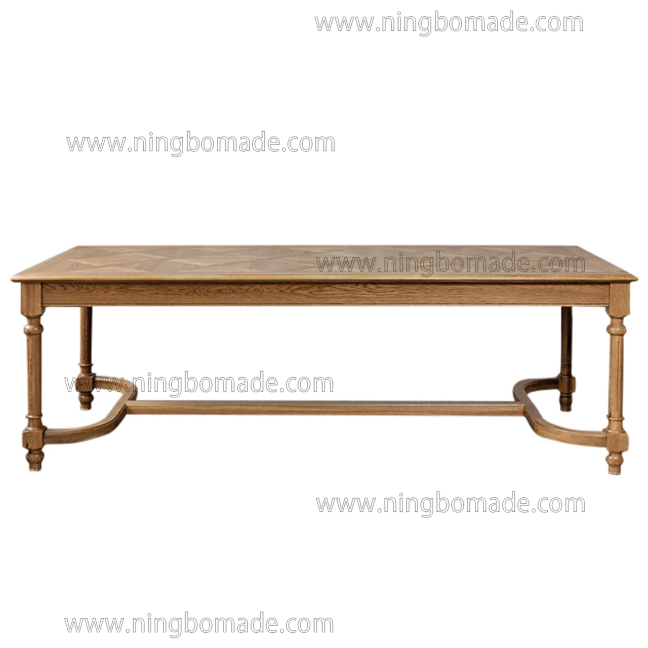 Solid Oak Wood Nature Oil Cross Panel Top Dining Table
